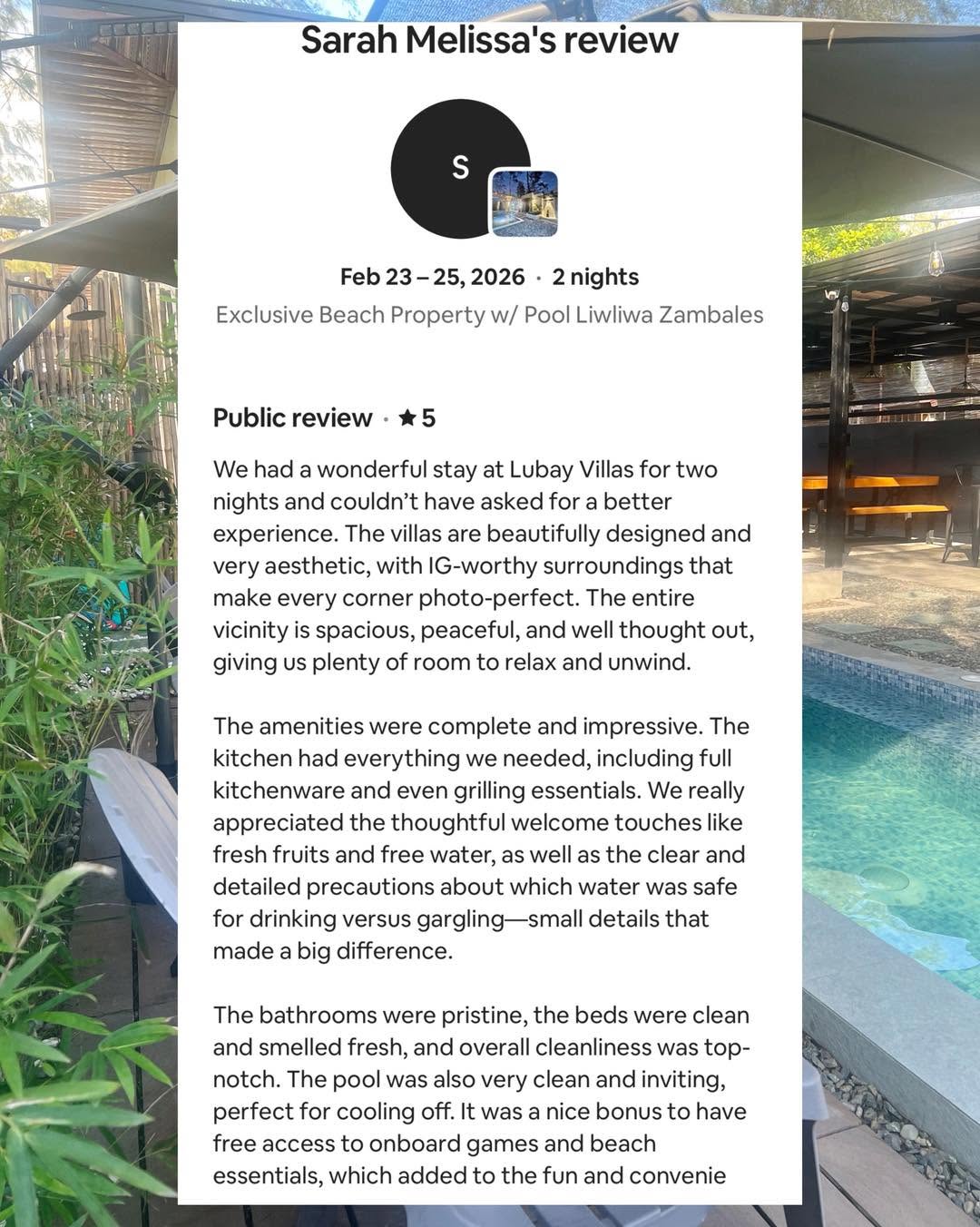 Guest experience at Lubáy Villas
